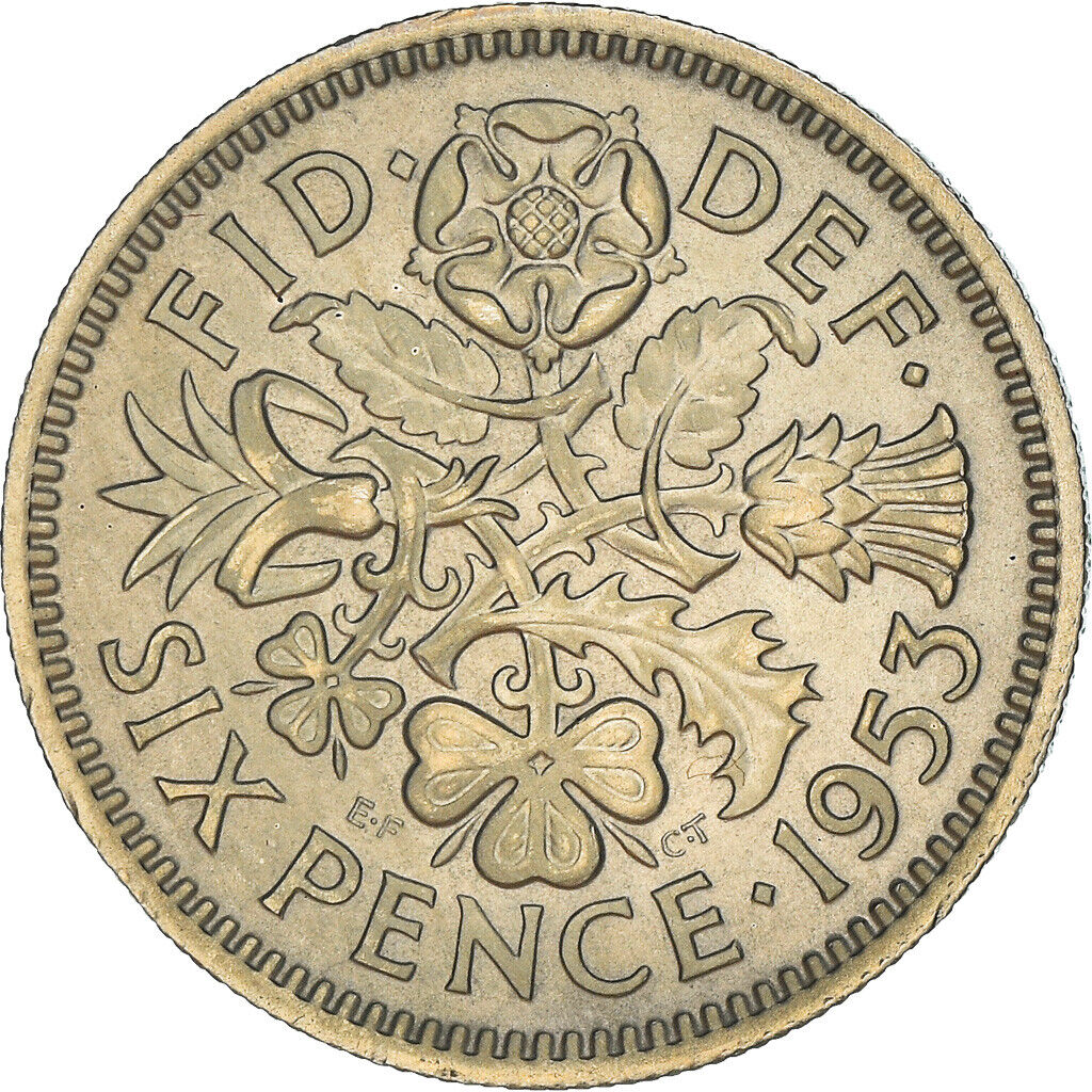 Elizabeth II, 6 Pence, 1953