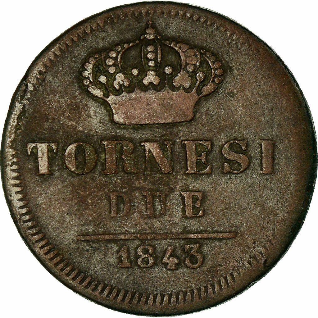 Ferdinando II, 2 Tornesi, 1843